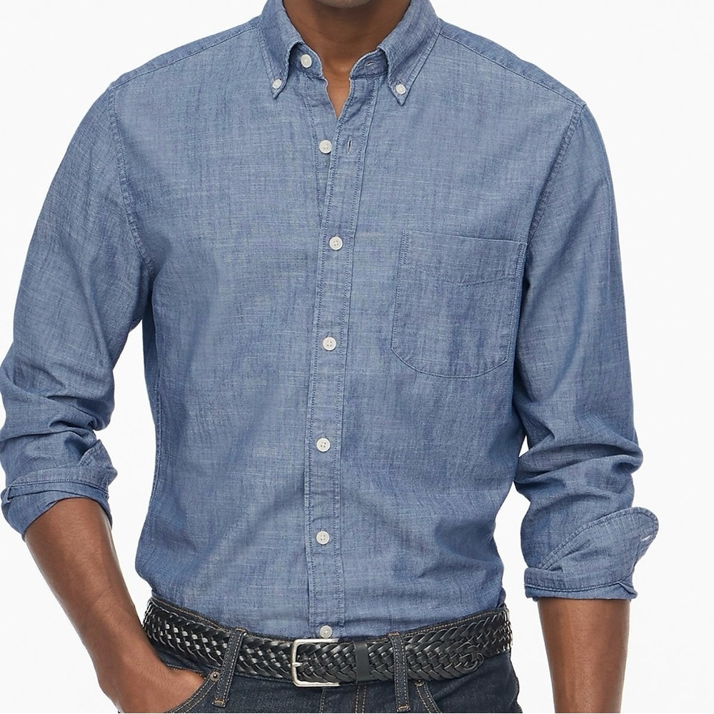 J. Crew Chambray Blue Casual Button-Down Shirt
